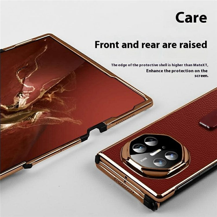 For Huawei Mate XT Ultimate Phone Case Kickstand Leather+PC Mobile Cover - Red