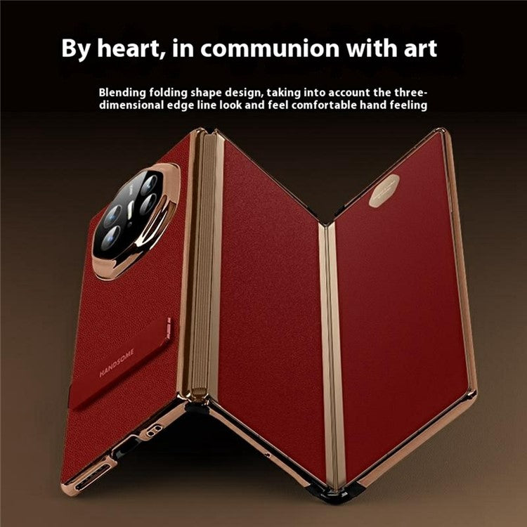 For Huawei Mate XT Ultimate Phone Case Kickstand Leather+PC Mobile Cover - Black