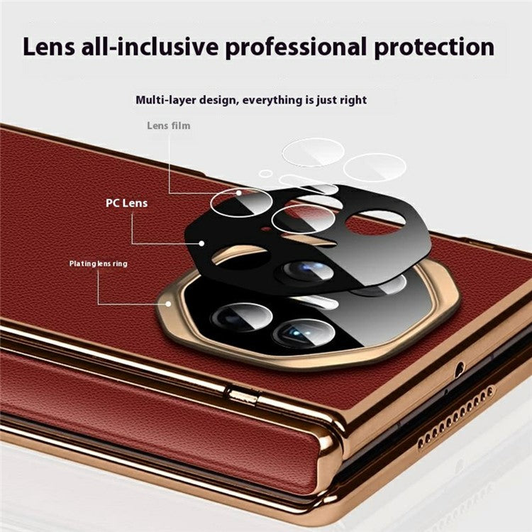 For Huawei Mate XT Ultimate Case Magnetic Hinge Leather+PC Kickstand Back Cover - White