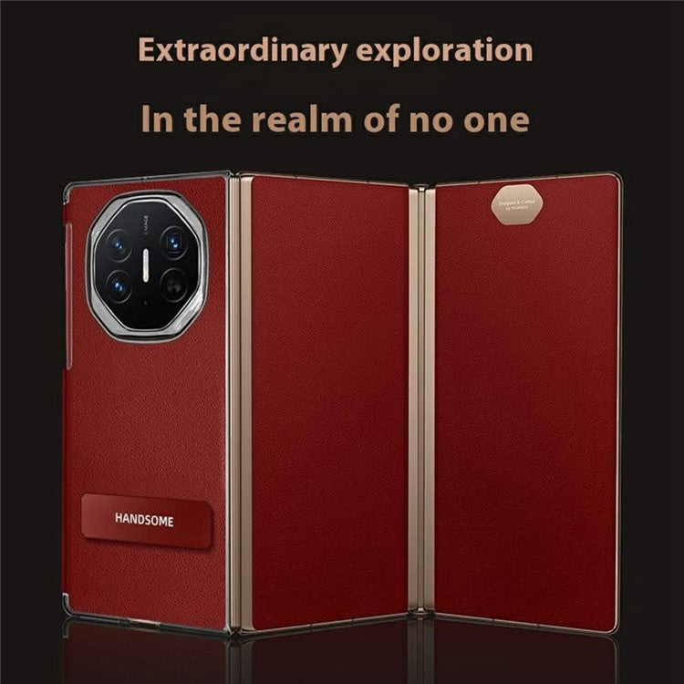 For Huawei Mate XT Ultimate Case Kickstand PU Leather+PC Phone Back Cover - Black