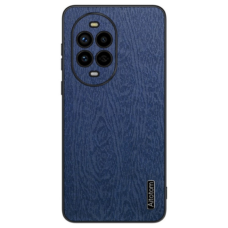 For Huawei nova 13 Pro 5G Case Wood Texture PU Leather Coated PC+TPU Phone Cover - Blue
