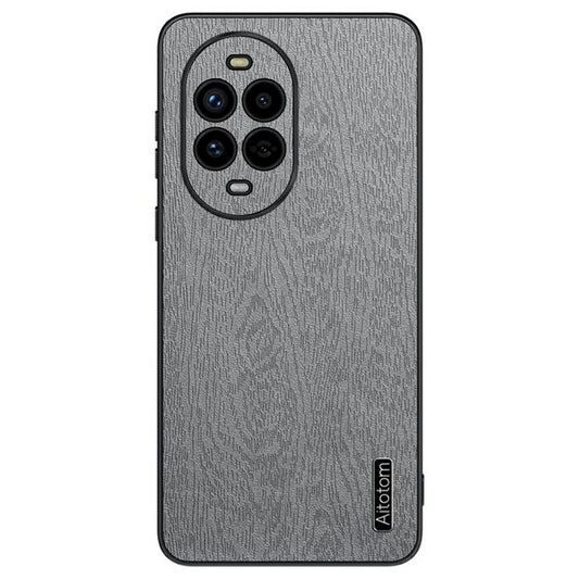 For Huawei nova 13 Pro 5G Case Wood Texture PU Leather Coated PC+TPU Phone Cover - Grey