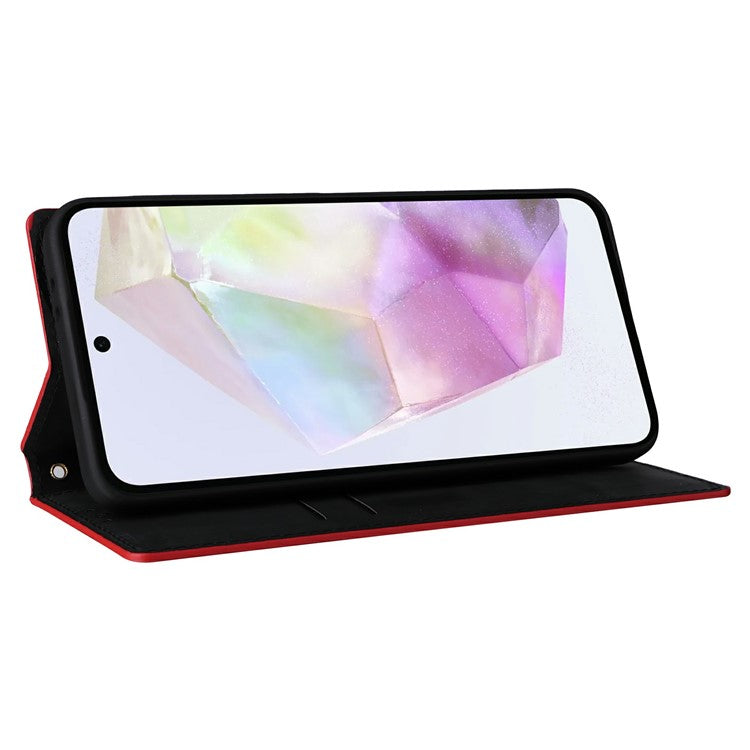 For Samsung Galaxy A36 5G Wallet Case Rhombus Imprinted Leather Phone Cover - Red
