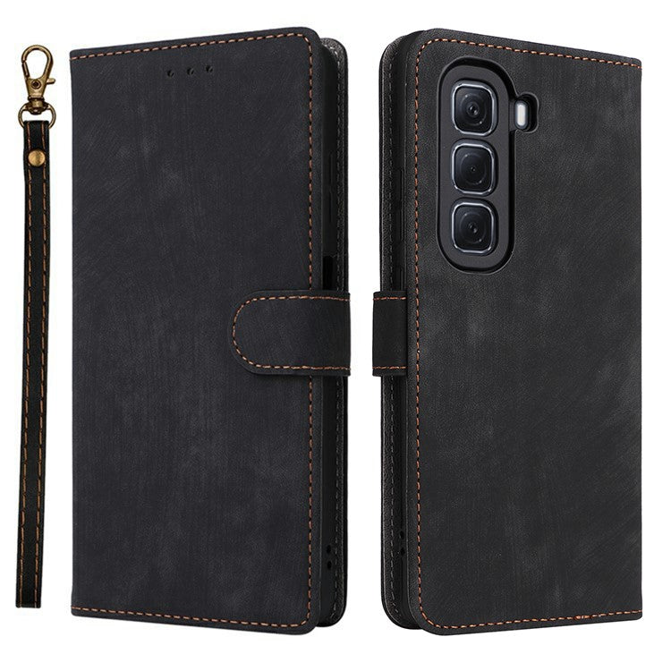 For Infinix Hot 50 Pro 4G X6881 Wallet Phone Case RFID Blocking PU Leather Flip Cover Stand View - Black