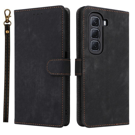For Infinix Hot 50 Pro 4G X6881 Wallet Phone Case RFID Blocking PU Leather Flip Cover Stand View - Black