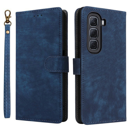 For Infinix Hot 50 Pro 4G X6881 Wallet Phone Case RFID Blocking PU Leather Flip Cover Stand View - Blue