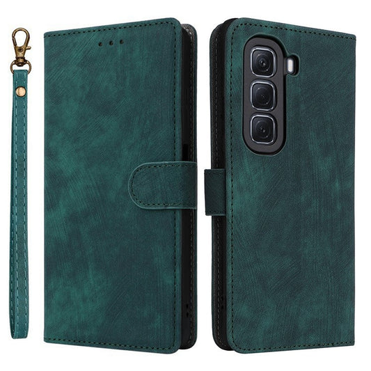For Infinix Hot 50 Pro+ 4G X6880 Wallet Phone Case RFID Blocking PU Leather Flip Cover Stand View - Green