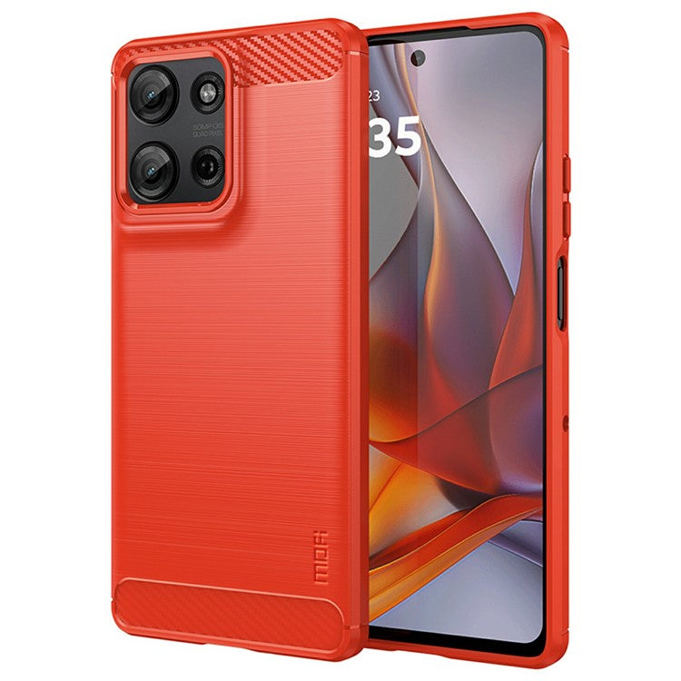 MOFI JK TPU Series-1 For Motorola Moto G75 5G Case Carbon Fiber Texture TPU Soft Phone Cover - Red