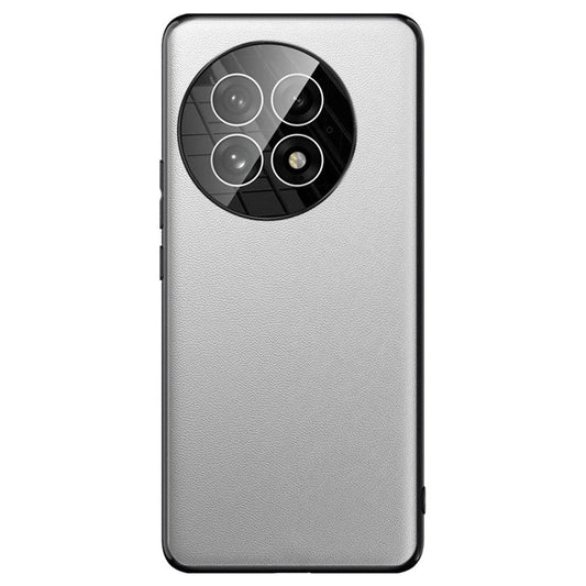 For OnePlus 13 Case Ultra Thin Leather Back Phone Cover with Camera Lens Protector - Grey