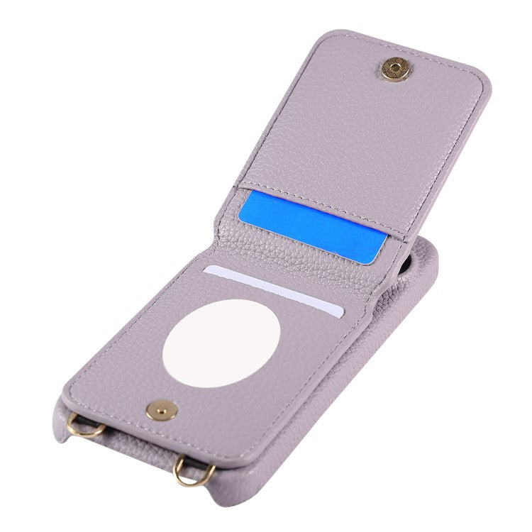 For Google Pixel 9 Case with Card Holder, Shoulder Strap PC+TPU Ring Kickstand Phone Back Cover - Purplish