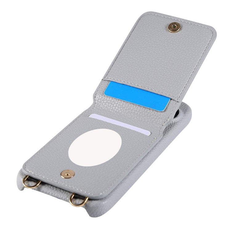 For Google Pixel 9 Case with Card Holder, Shoulder Strap PC+TPU Ring Kickstand Phone Back Cover - Grey Blue