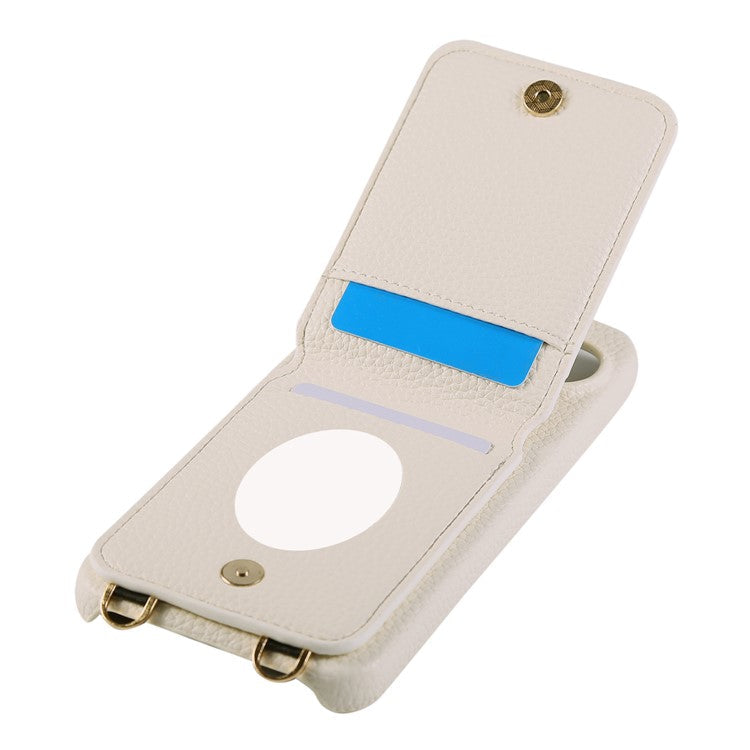 For Google Pixel 9 Pro XL  /  9 Pro Case with Card Holder, Shoulder Strap PC+TPU Ring Kickstand Phone Back Cover - White