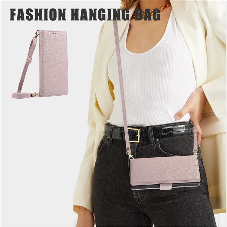 For Google Pixel 7a Leather Case with Card Holder, Straps, Shockproof Wallet Phone Cover - Purple