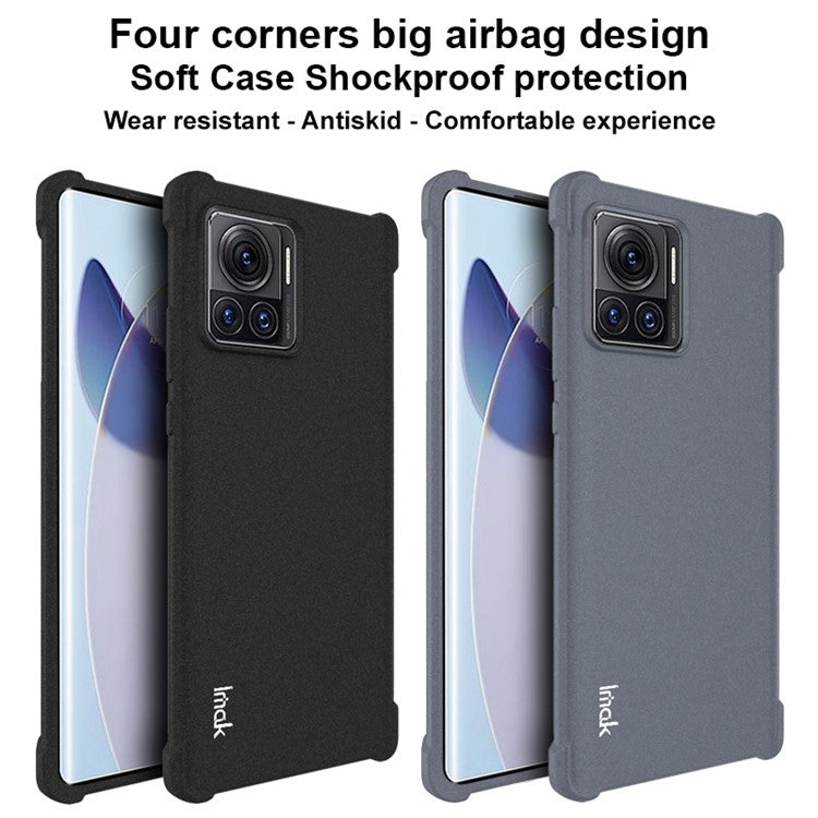 IMAK For Motorola Moto X30 Pro 5G / Edge 30 Ultra 5G Matte TPU Protective Cover Four Corner Airbag Phone Drop-proof Case - Black