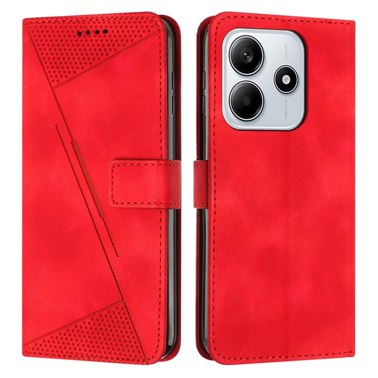 For Xiaomi Redmi Note 14 5G Case Handbag Imprinted Triangle Leather Phone Cover - Red