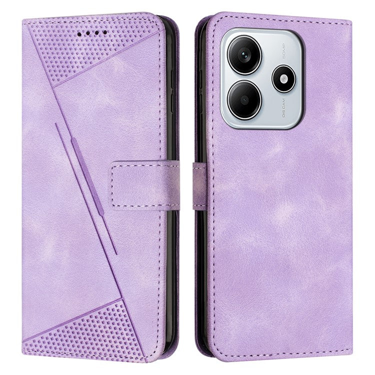 For Xiaomi Redmi Note 14 5G Case Handbag Imprinted Triangle Leather Phone Cover - Purple