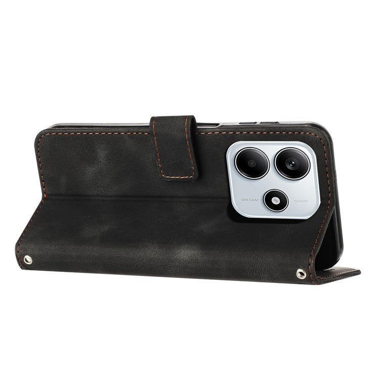 For Xiaomi Redmi Note 14 5G Case Handbag Imprinted Triangle Leather Phone Cover - Black