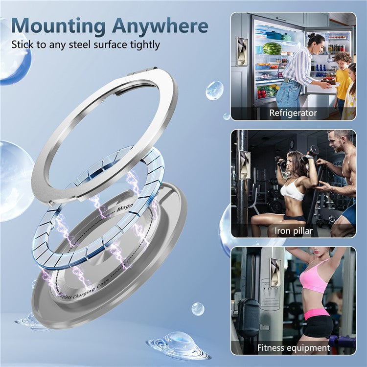 For Samsung Galaxy S25 Ultra Case Compatible with MagSafe Rotating Kickstand PC+TPU Back Cover - Transparent