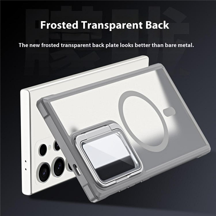 For Samsung Galaxy S25 Ultra Case Compatible with MagSafe Lens Cover Kickstand Matte Back Cover - Green