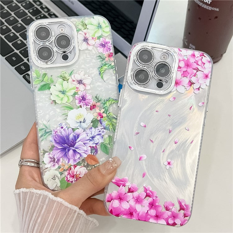 For iPhone 16 Pro Case Electroplated IMD TPU+PC Phone Back Cover with Glass Lens Film - FL7