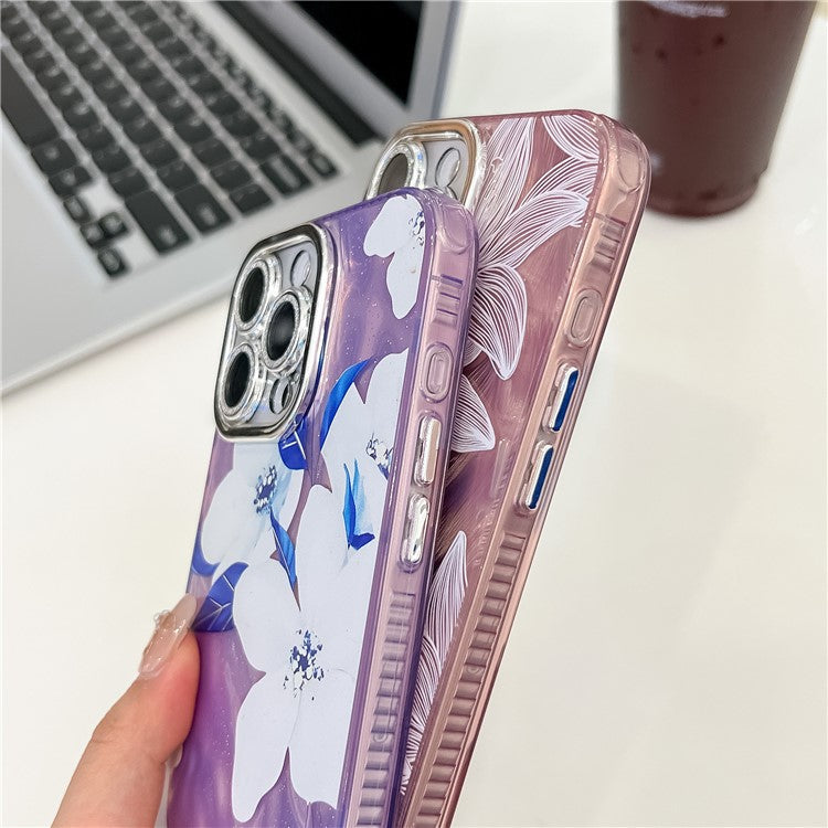 For iPhone 16 Pro Case Electroplated IMD TPU+PC Phone Back Cover with Glass Lens Film - FL7