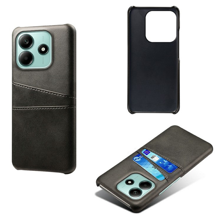 For Xiaomi Redmi Note 14 5G Case Dual Card Slots PU Leather + Hard PC Phone Cover - Black
