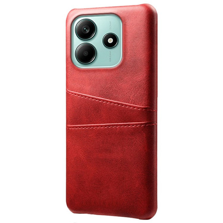 For Xiaomi Redmi Note 14 5G Case Dual Card Slots PU Leather + Hard PC Phone Cover - Red