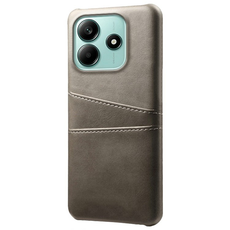 For Xiaomi Redmi Note 14 5G Case Dual Card Slots PU Leather + Hard PC Phone Cover - Grey