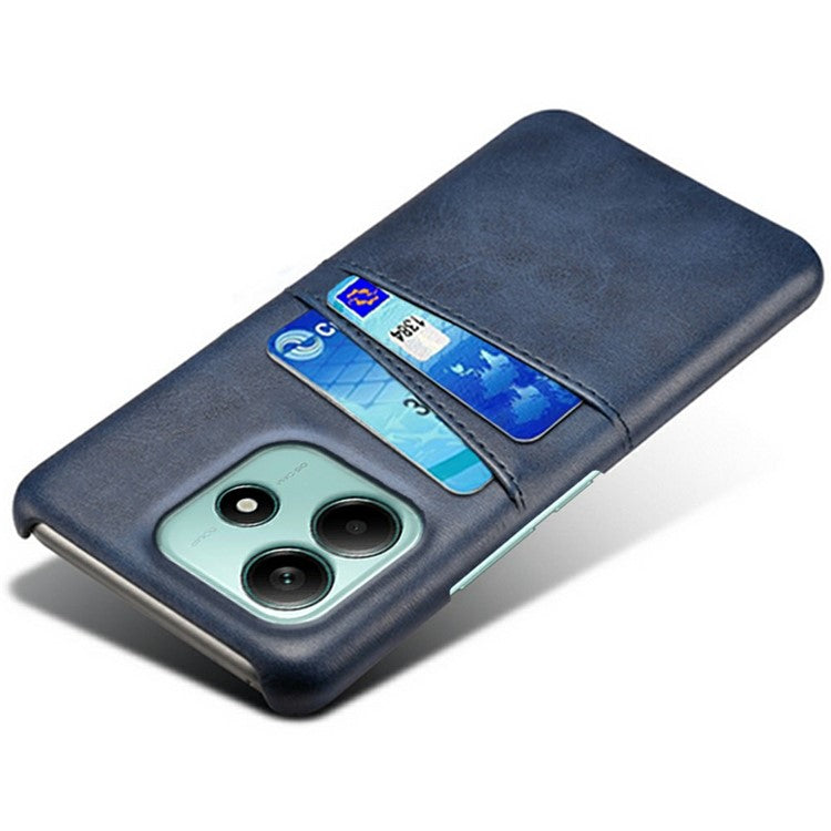 For Xiaomi Redmi Note 14 5G Case Dual Card Slots PU Leather + Hard PC Phone Cover - Blue