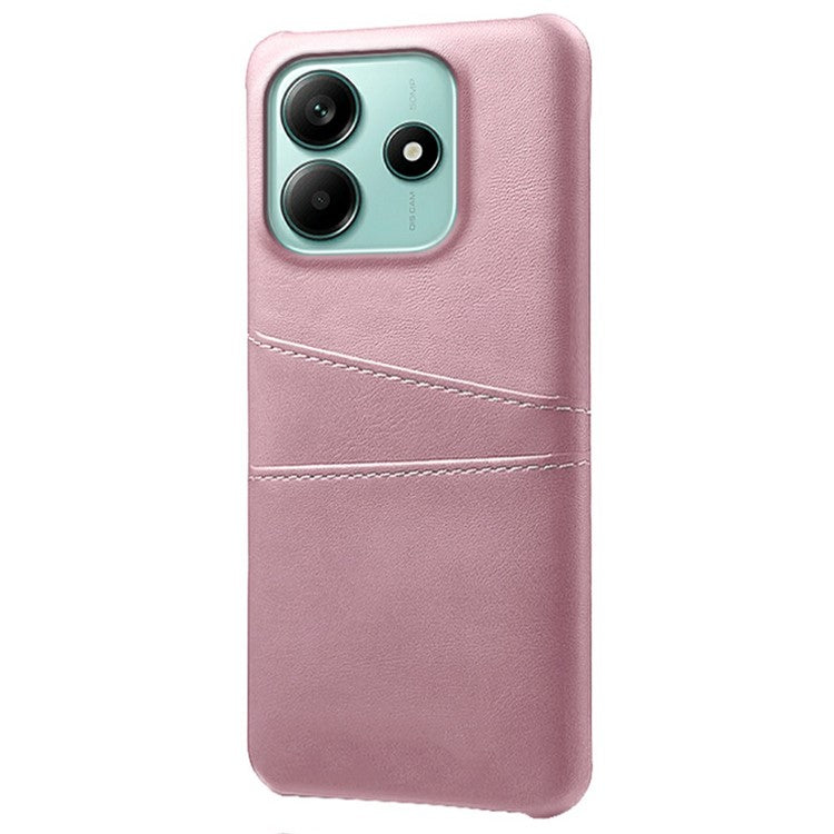 For Xiaomi Redmi Note 14 5G Case Dual Card Slots PU Leather + Hard PC Phone Cover - Rose Gold