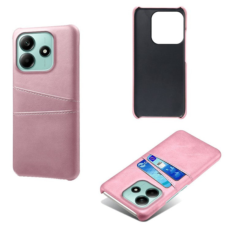For Xiaomi Redmi Note 14 5G Case Dual Card Slots PU Leather + Hard PC Phone Cover - Rose Gold