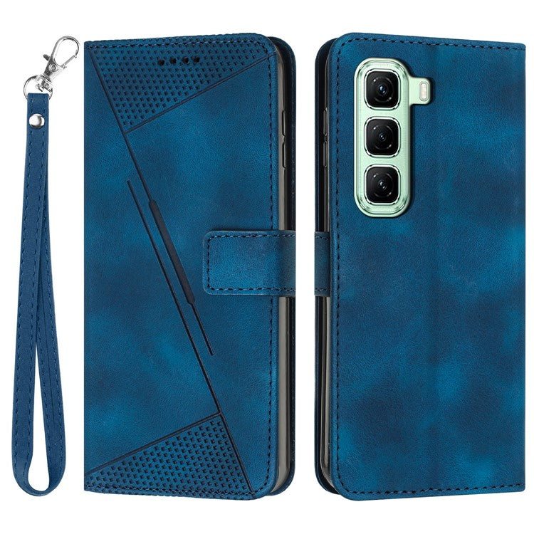 For Infinix Hot 50 4G Case Handbag Imprinted Triangle Leather Phone Cover - Sapphire