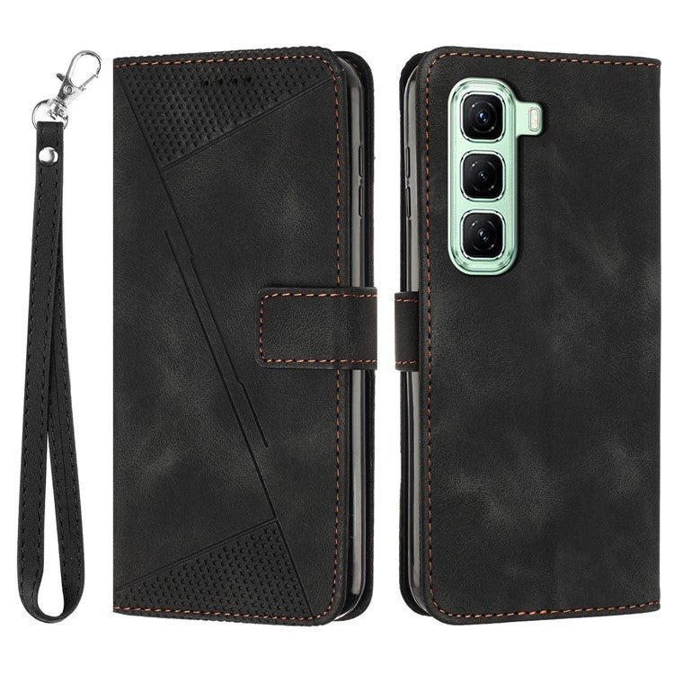 For Infinix Hot 50 4G Case Handbag Imprinted Triangle Leather Phone Cover - Black