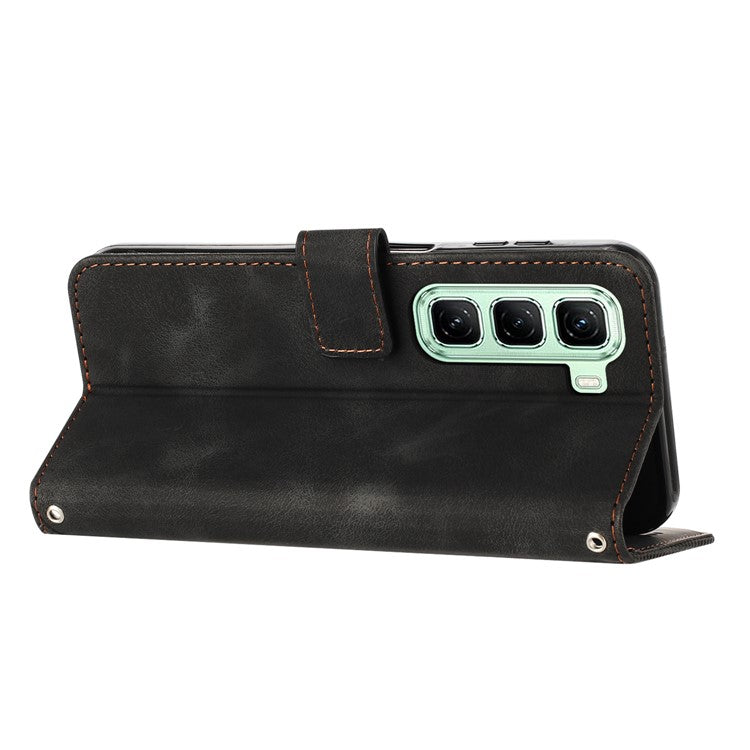 For Infinix Hot 50 4G Case Handbag Imprinted Triangle Leather Phone Cover - Black