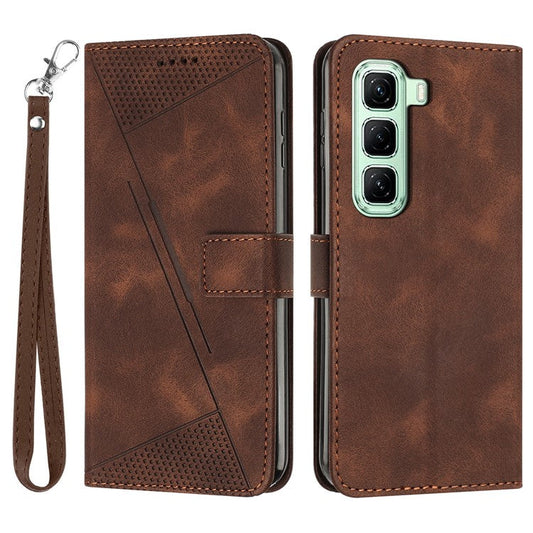 For Infinix Hot 50 4G Case Handbag Imprinted Triangle Leather Phone Cover - Brown