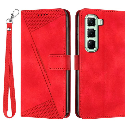 For Infinix Hot 50 4G Case Handbag Imprinted Triangle Leather Phone Cover - Red