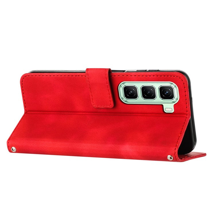 For Infinix Hot 50 4G Case Handbag Imprinted Triangle Leather Phone Cover - Red