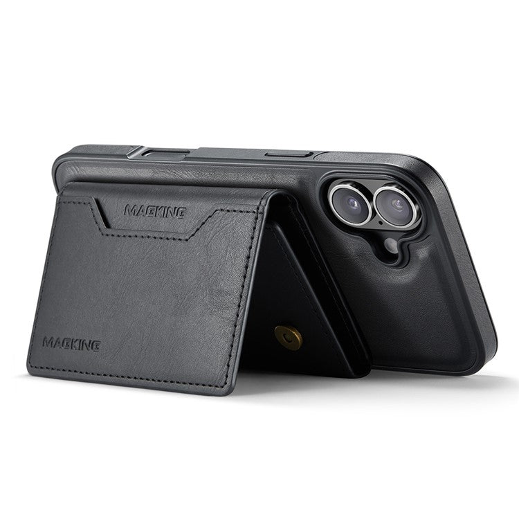 MAGKING K2 Series For iPhone 16 Plus Case Compatible with MagSafe PC+TPU+PU Phone Cover - Black