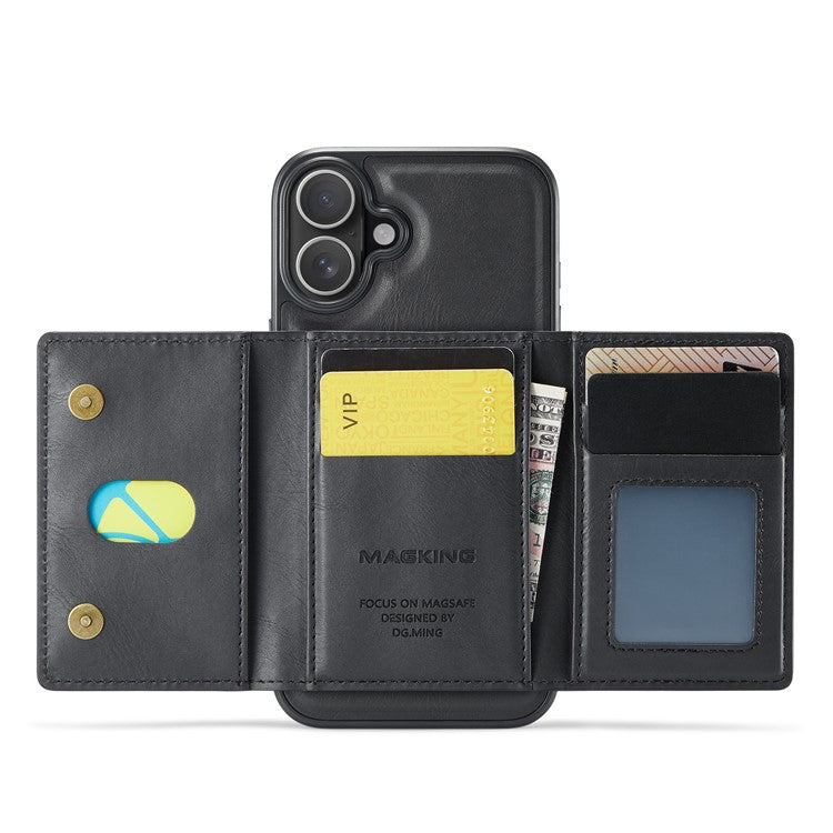 MAGKING K2 Series For iPhone 16 Plus Case Compatible with MagSafe PC+TPU+PU Phone Cover - Black