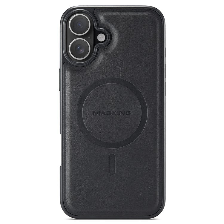 MAGKING K2 Series For iPhone 16 Plus Case Compatible with MagSafe PC+TPU+PU Phone Cover - Black