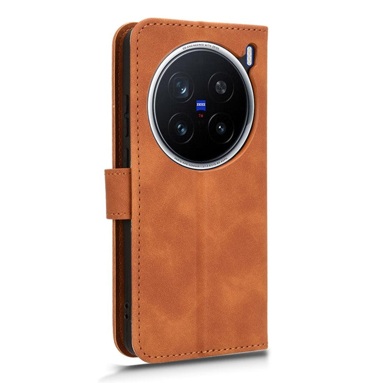 For vivo X200 Pro 5G Leather Case Skin-Feel Anti-Drop Wallet Flip Phone Cover - Brown