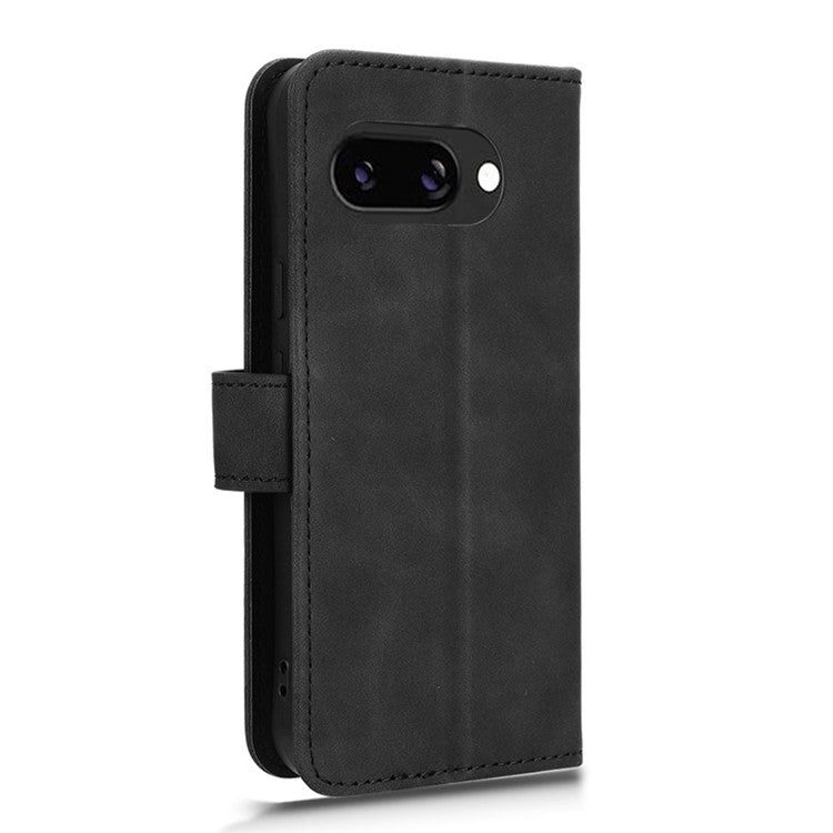 For Google Pixel 9a Leather Case Skin-Feel Anti-Drop Wallet Flip Phone Cover - Black