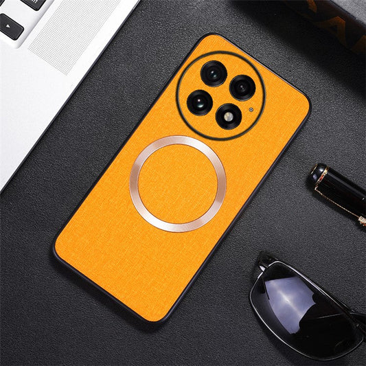 For OnePlus 13 Case Drop-Proof TPU+Cloth Back Phone Cover Compatible with MagSafe - Orange