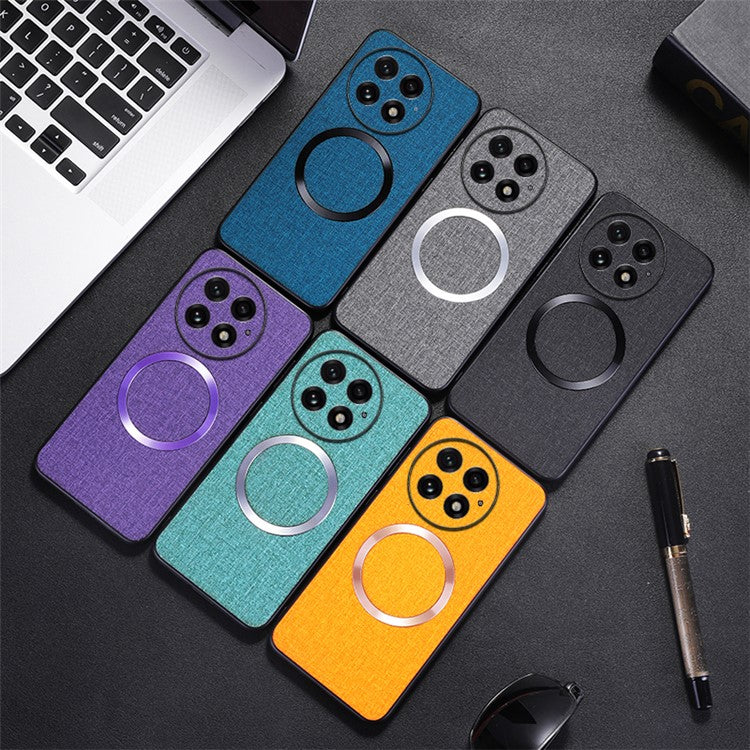 For OnePlus 13 Case Drop-Proof TPU+Cloth Back Phone Cover Compatible with MagSafe - Dark Blue