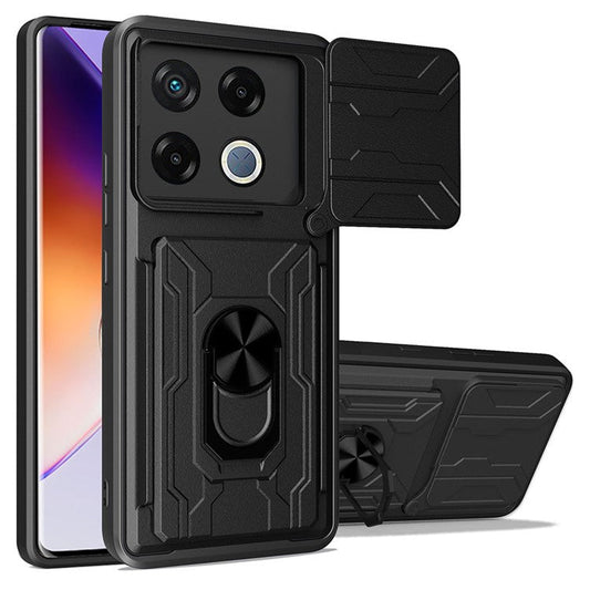 For Infinix GT 20 Pro 5G Case PC+TPU Kickstand Phone Back Cover with Camera Slider - Black