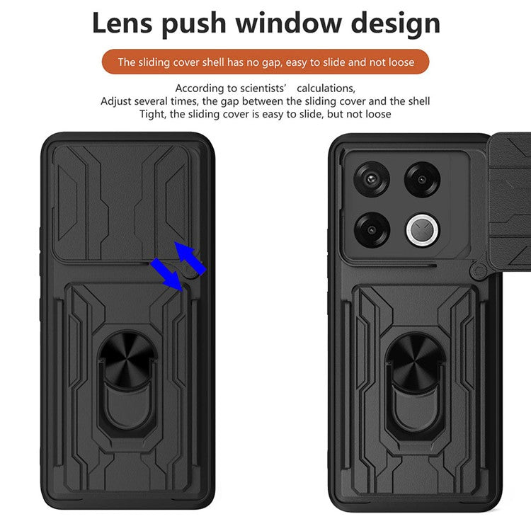 For Infinix GT 20 Pro 5G Case PC+TPU Kickstand Phone Back Cover with Camera Slider - Black