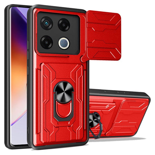 For Infinix GT 20 Pro 5G Case PC+TPU Kickstand Phone Back Cover with Camera Slider - Red