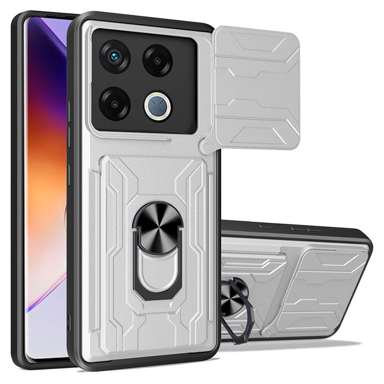 For Infinix GT 20 Pro 5G Case PC+TPU Kickstand Phone Back Cover with Camera Slider - White