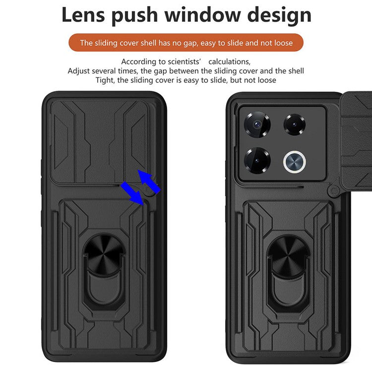 Phone Case For Infinix Note 40 Pro+  /  Note 40 Pro 5G  /  4G PC+TPU Kickstand Back Cover with Camera Slider - Black