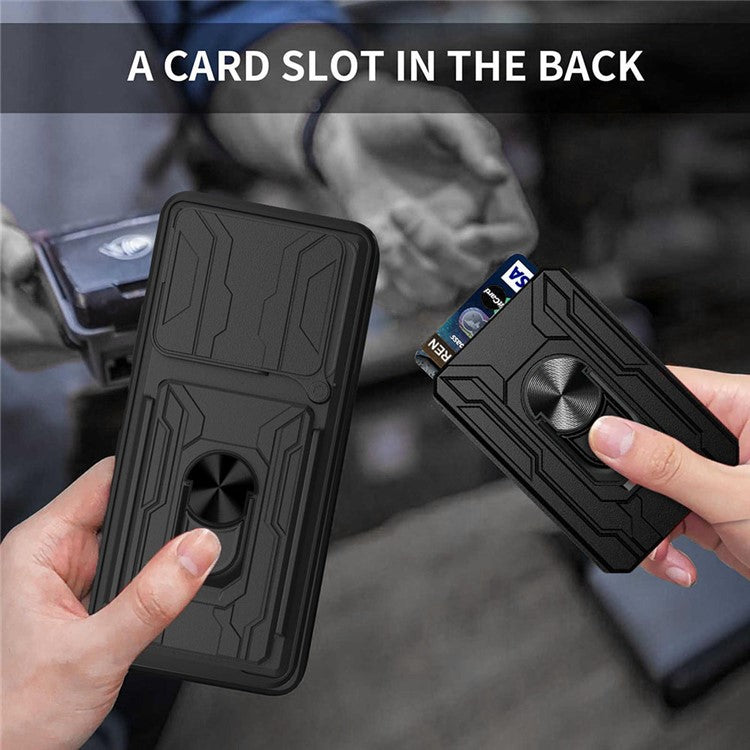 Phone Case For Infinix Note 40 Pro+  /  Note 40 Pro 5G  /  4G PC+TPU Kickstand Back Cover with Camera Slider - Blackish Green